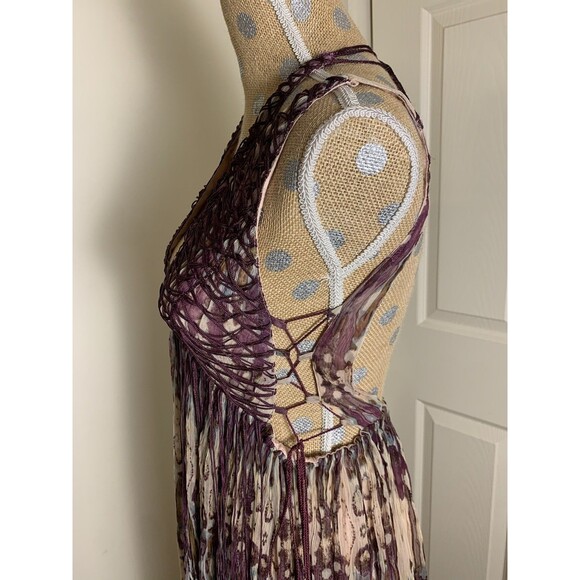 Free People Freyja Fringe Maxi Dress Medium Boho Fairy Strappy V Neck Whimsy - Picture 8 of 16
